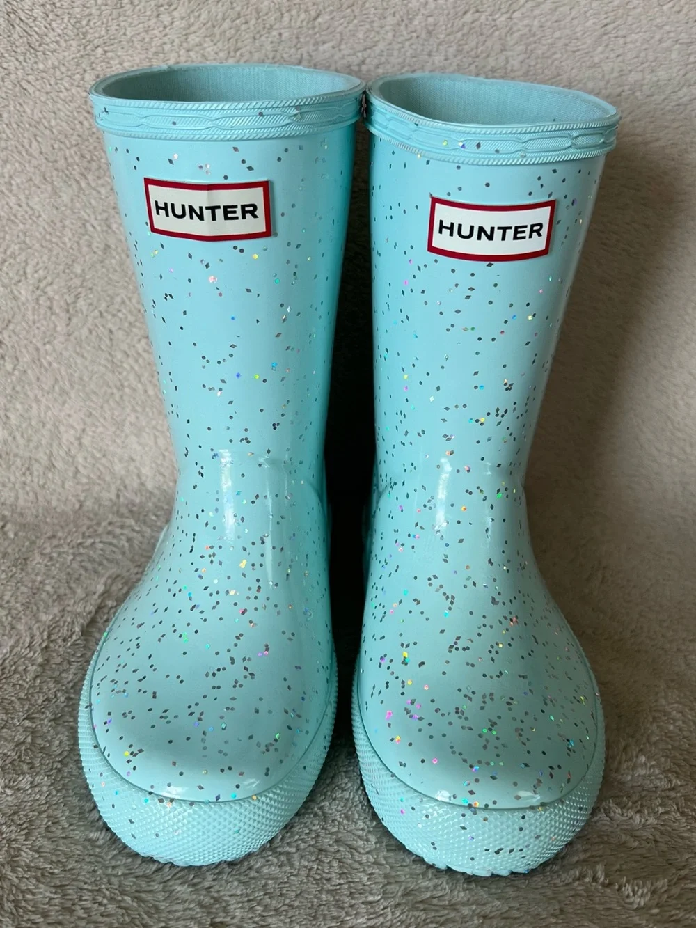 NWT Hunter Toddler Light Blue Speckle Rain Boot